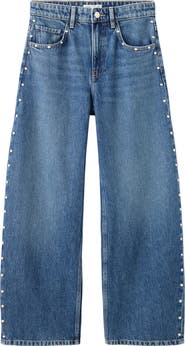 MANGO Studded Mid Rise Balloon Jeans