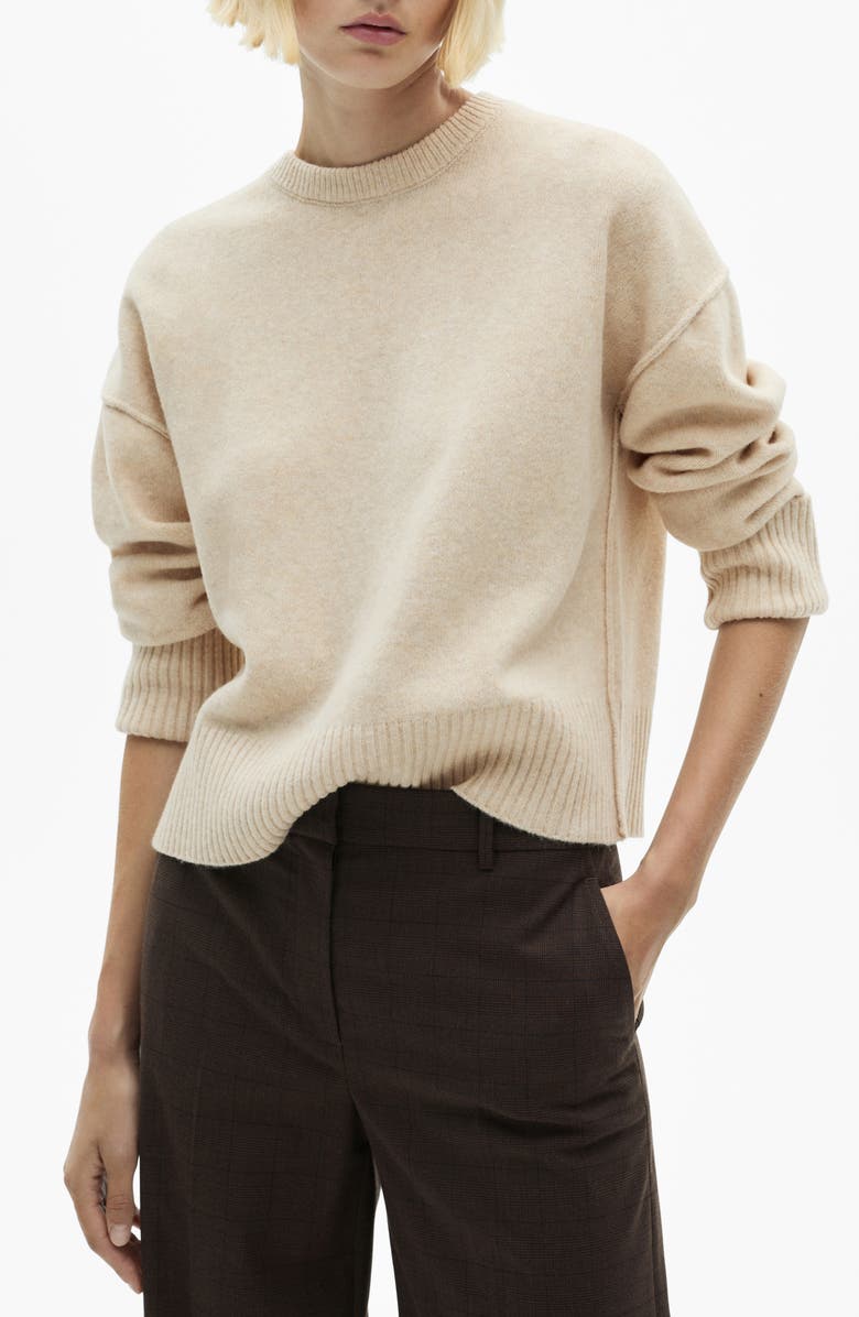 MANGO Cuffed Sleeve Crewneck Sweater, Main, color,