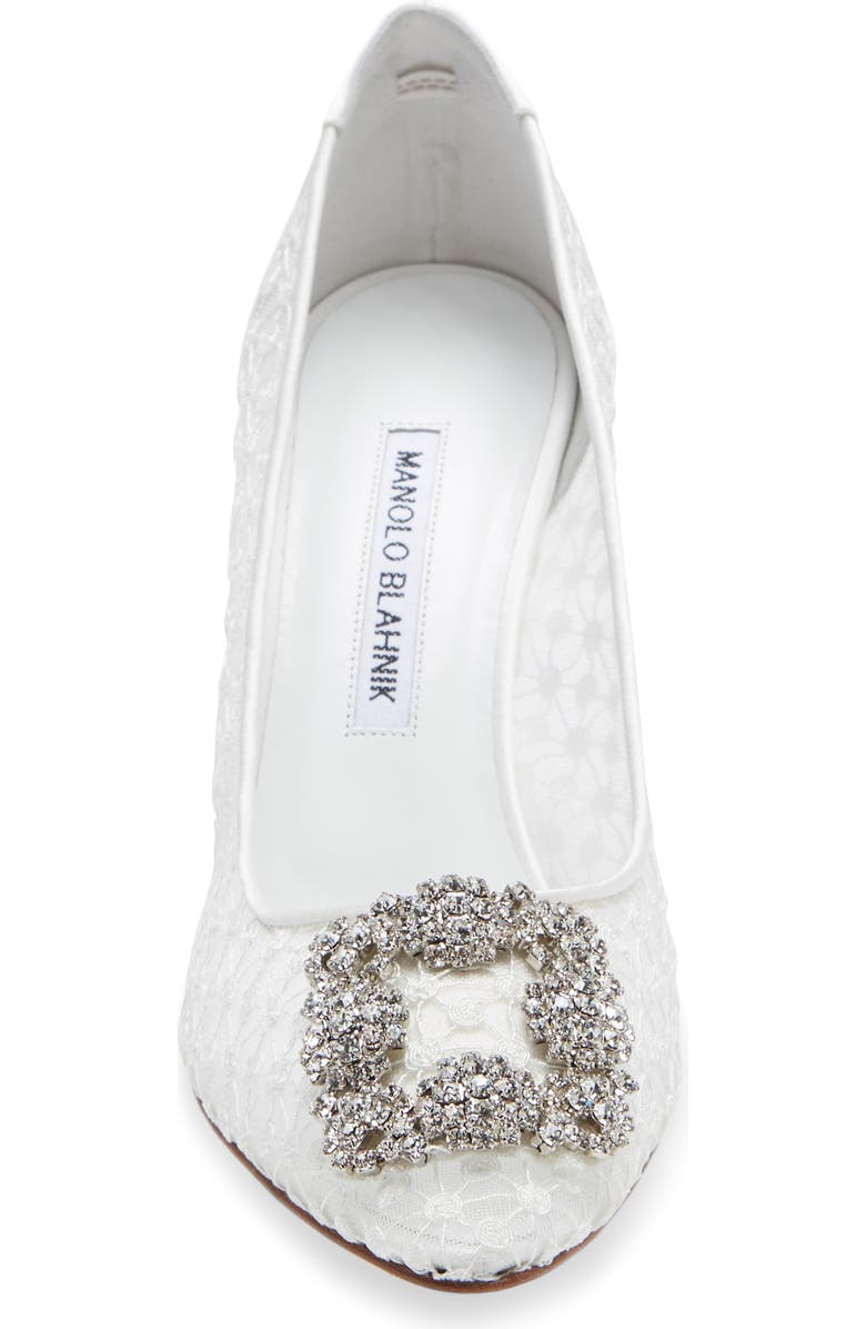 Manolo Blahnik Hangisi Crystal Buckle Lace Pump, Alternate, color,