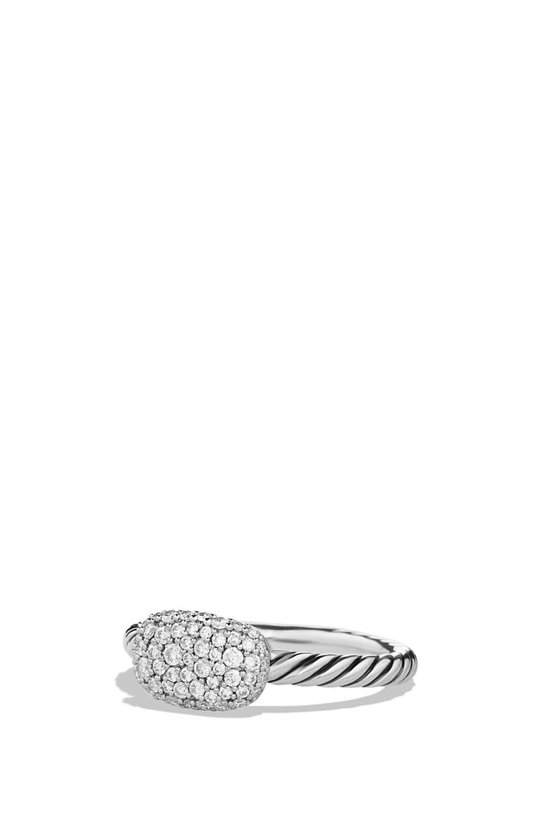 David Yurman 'Petite' Pavé Cushion Ring with Diamonds, Main, color,