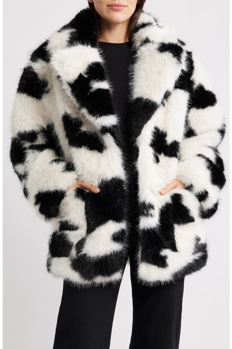 Livingstone Cow Print Faux Fur Jacket, Alternate, color, CATTLE PRINT FUR