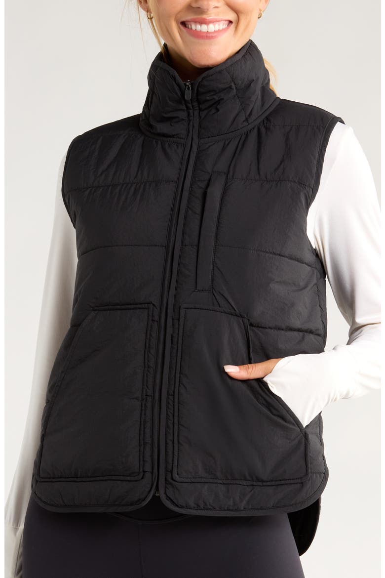 Packable Quilted Vest, Alternate, color, BLACK
