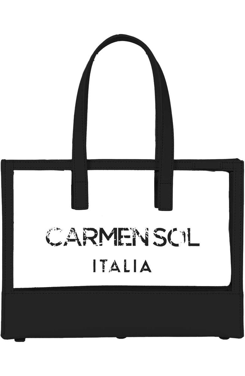 CARMEN SOL Venezia Clear Tote Bag, Main, color, Black