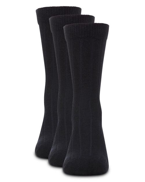 Memoi Boy's 3 Pair Pack Basic Cotton Blend Ribbed Crew Socks In Blue