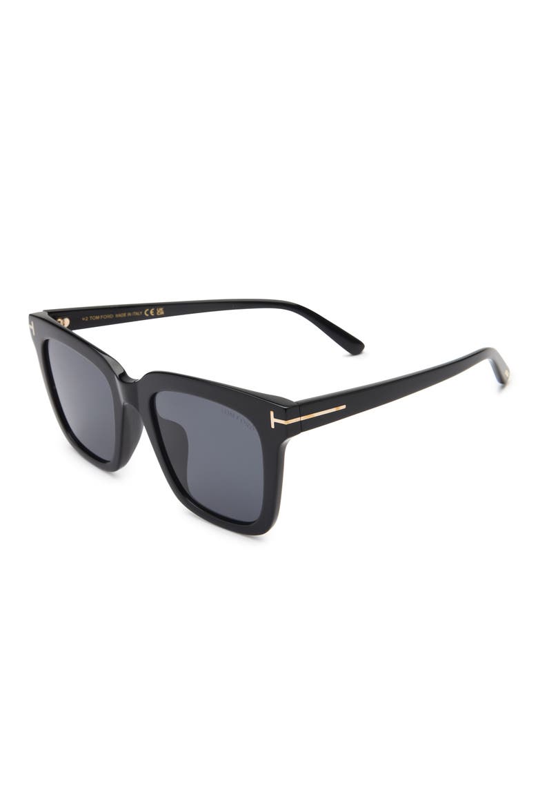 55mm Square Sunglasses, Alternate, color, SHINY BLACK / SMOKE