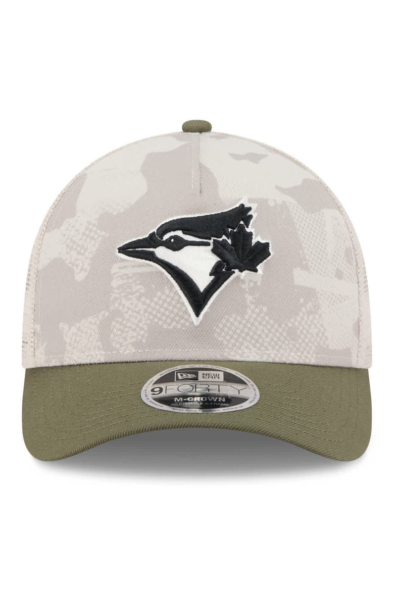 New Era Men's New Era Light Beige/Olive Toronto Blue Jays 2025 Armed Forces Day 9FORTY M-Crown A-Frame Adjustable Hat, Alternate, color,