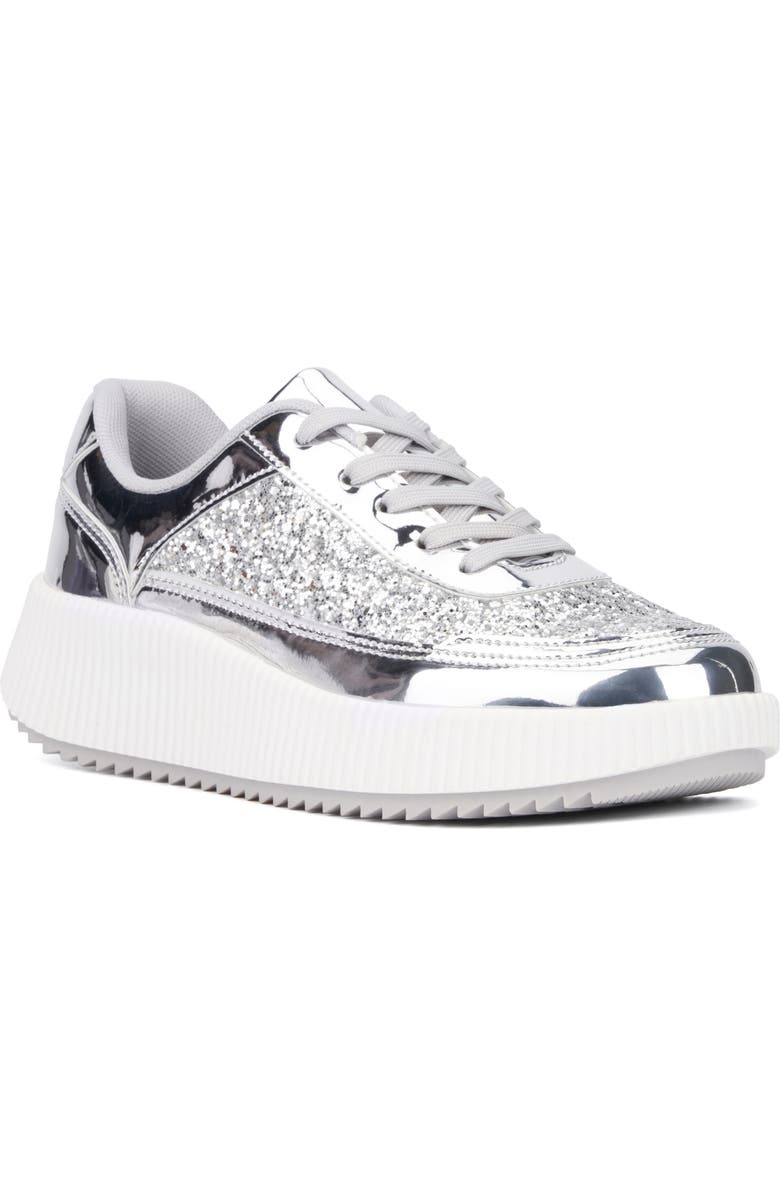 NEW YORK AND COMPANY Tana Platform Sneaker, Main, color, Silver Glitter