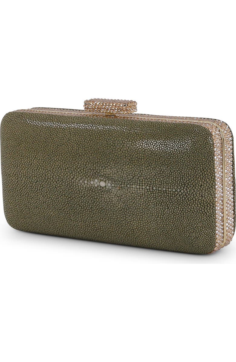 BADGLEY MISCHKA Evelyn Stingray Leather Minaudiere, Alternate, color, Olivine