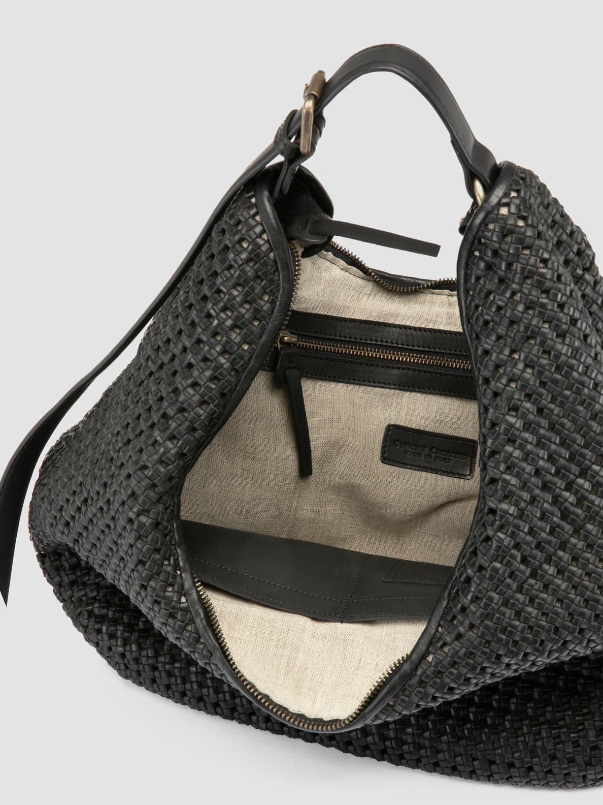 Officine Creative Vicky 002 Hand-Woven Shoulder Bag, Alternate, color, Black