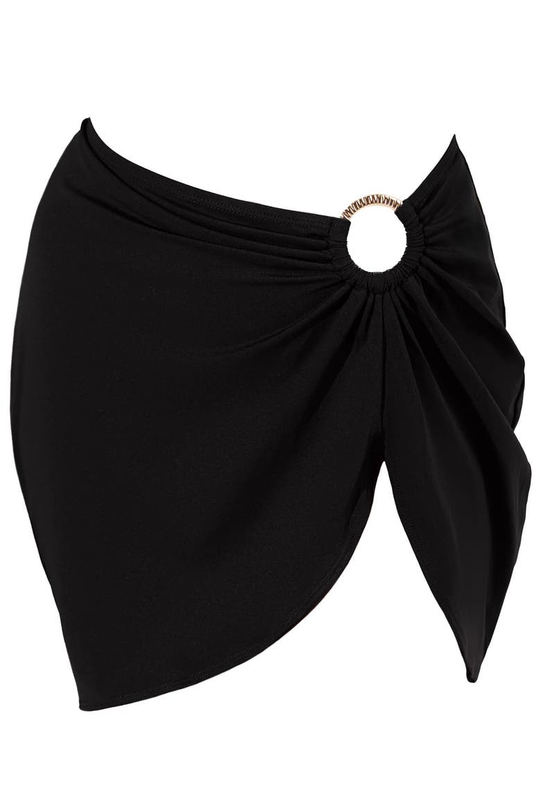Ring Detail Mini Cover-Up Skirt, Alternate, color, Black
