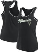 FANATICS Women's Fanatics Branded Black Milwaukee Bucks Wordmark Logo Racerback Tank Top