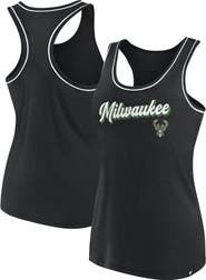 FANATICS Women's Fanatics Branded Black Milwaukee Bucks Wordmark Logo Racerback Tank Top