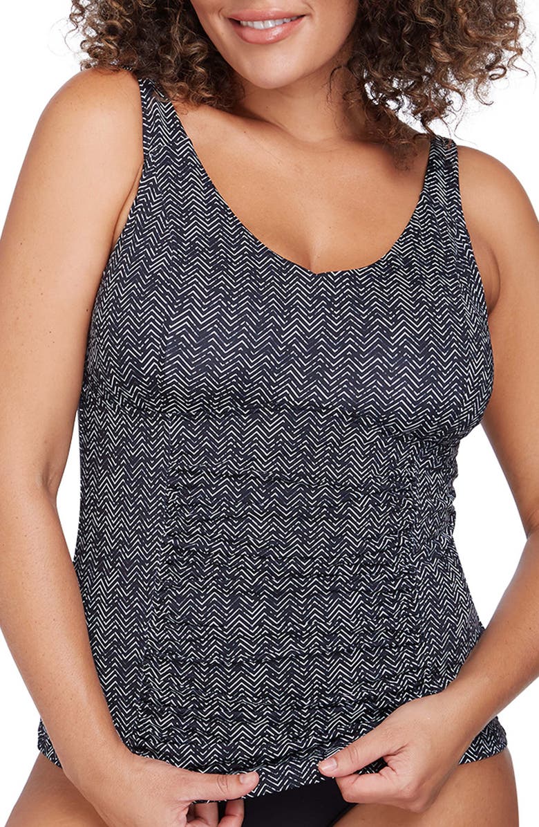 Artesands Zig Zag Raphael E- & F- Cup Underwire Tankini Top, Main, color,