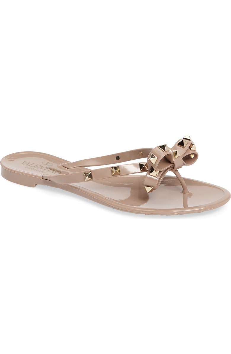 Valentino Garavani Rockstud Jelly Flip Flop, Main, color, P45 Poudre