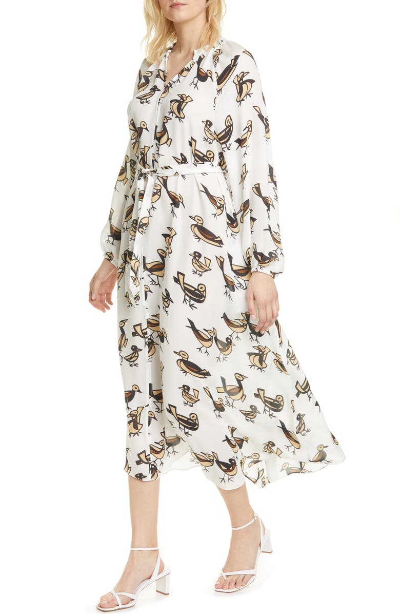 Samsøe Samsøe Kaia Long Sleeve Silk Midi Dress, Alternate, color, 