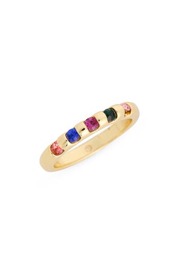 Covet Multicolor Crystal Band Ring In Gold