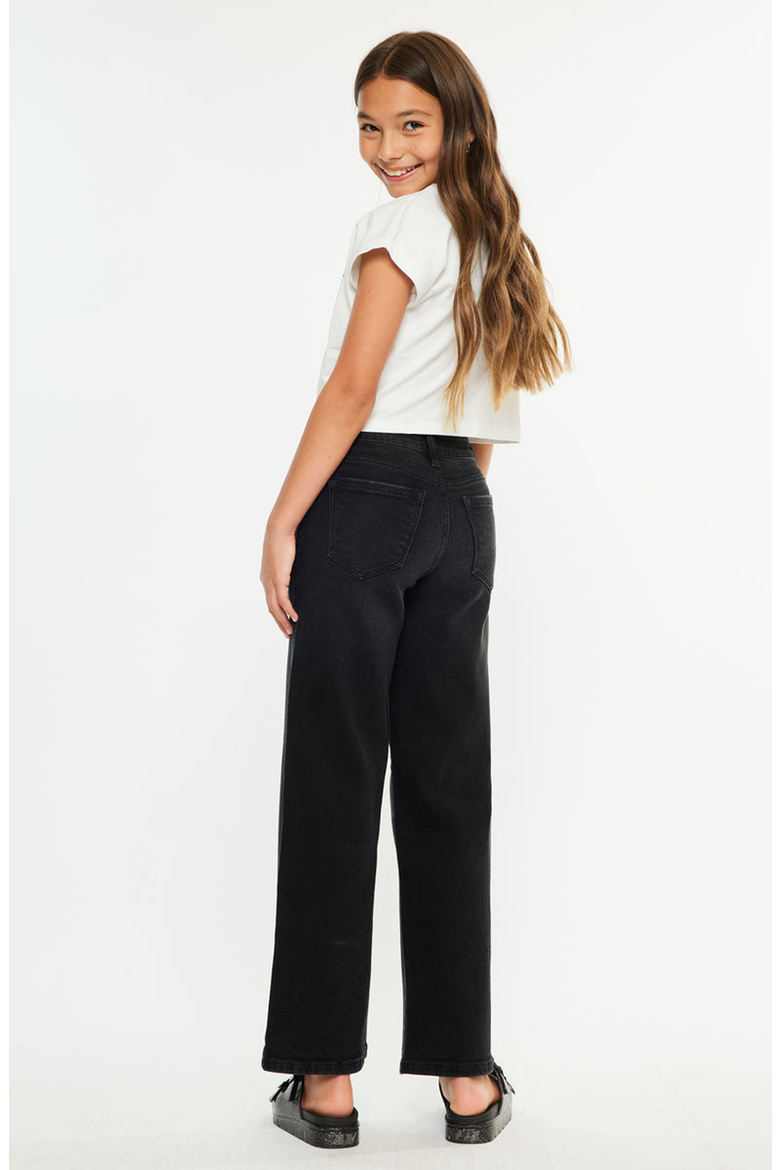 Coralynne High Rise Wide Leg Kids Jeans, Alternate, color, Black