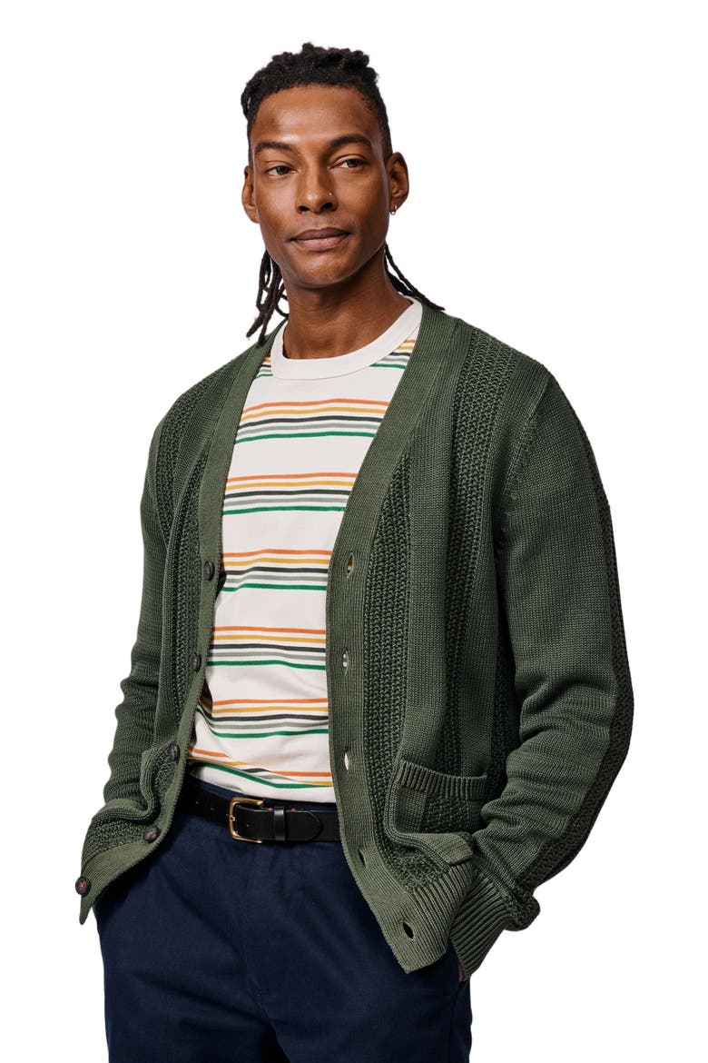 Lister Stitch Detail Cardigan, Main, color, Khaki