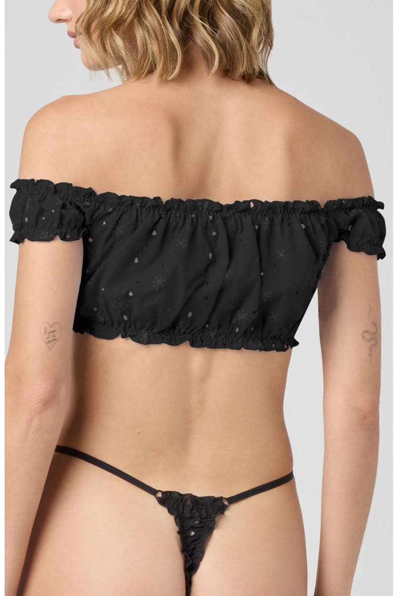 Eyelet Lace Thong, Alternate, color, BLACK