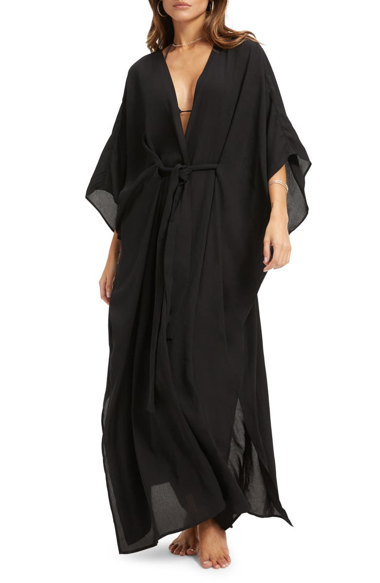 Good American Goddess Cover-Up Robe, Main, color, Black001