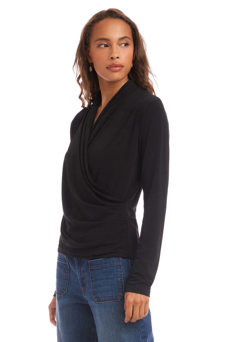 Travel Jersey Drape Cross Front Top, Alternate, color, BLACK