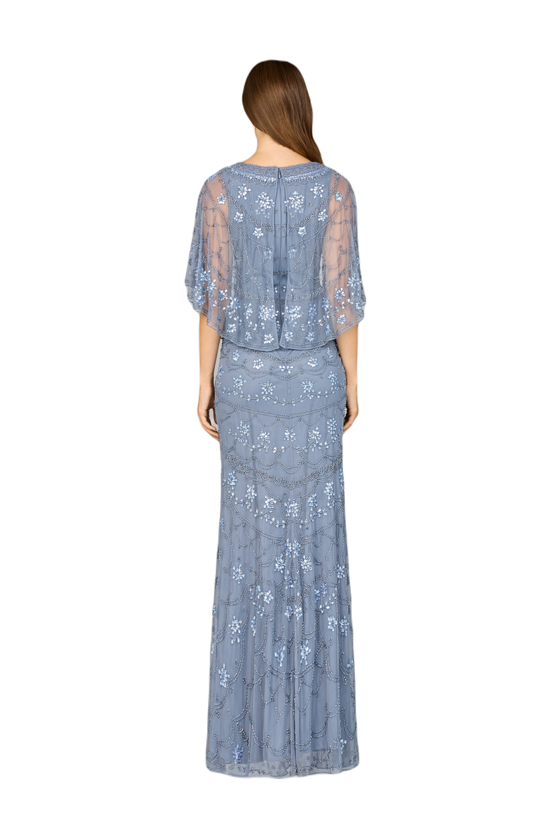LARA New York High Neck, Cape Sleeve Beaded Gown, Alternate, color, Dustyperiwinkle