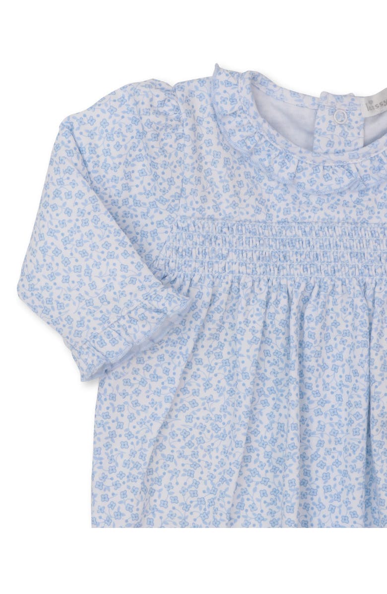 Kissy Kissy Floral Smocked Cotton Footie, Alternate, color, 