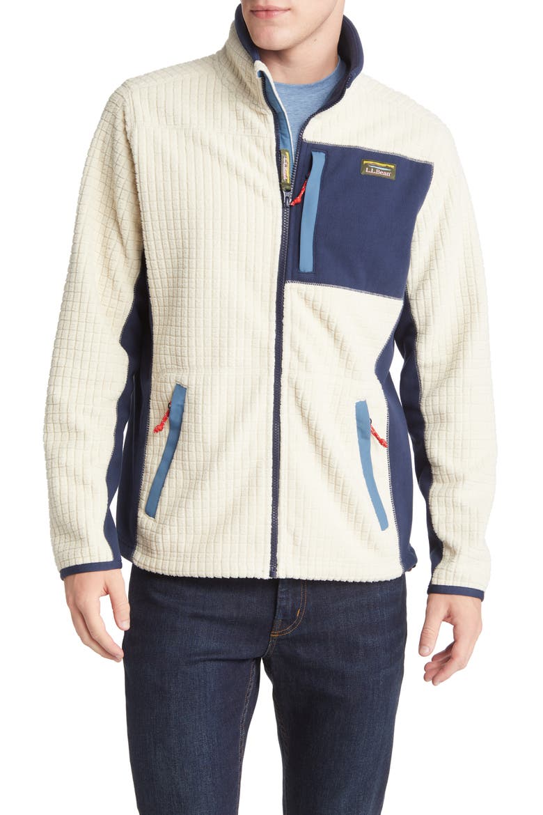 Mountain Classic Windproof Recycled Polyester Fleece Jacket, Alternate, color, NATURAL/ NAUTICAL NAVY