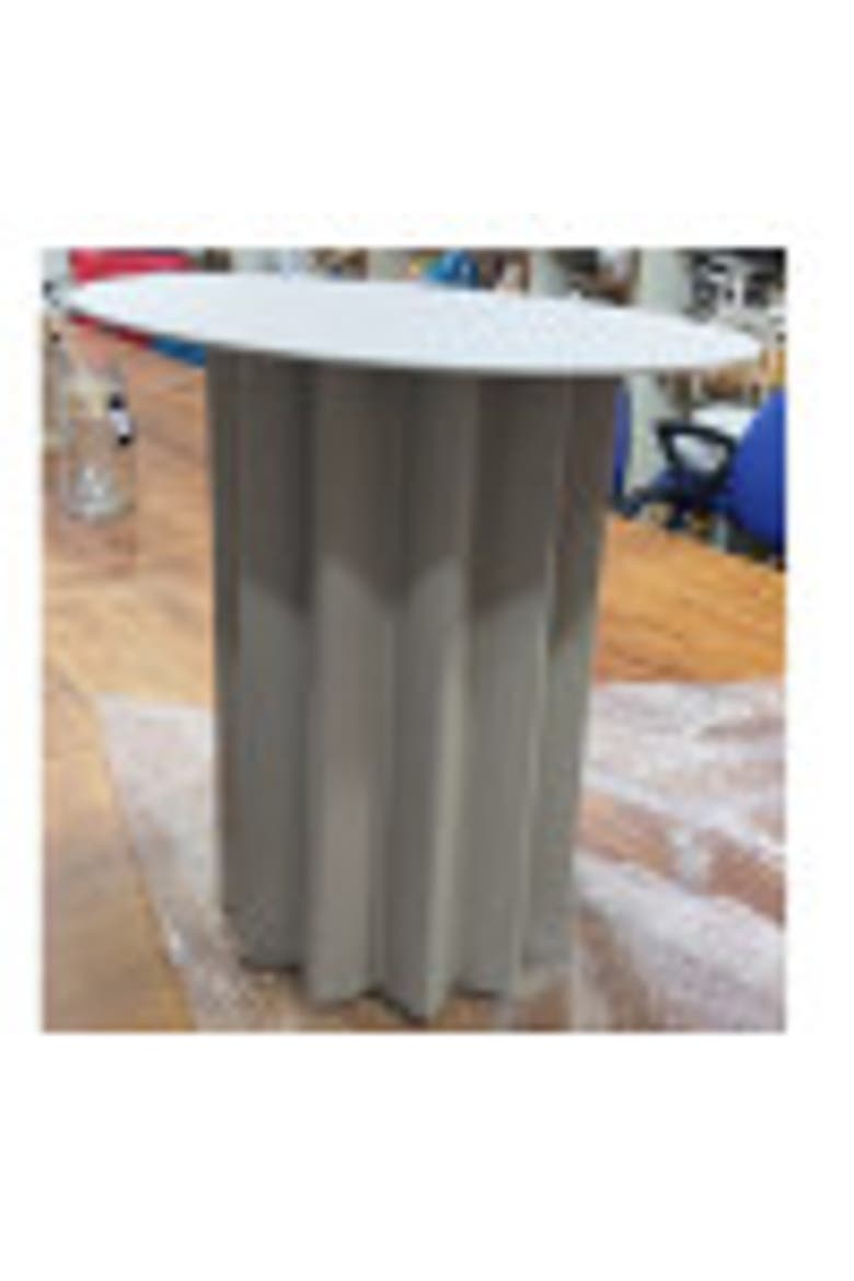 Pleated Metal Side Table, Beige, Alternate, color, Beige