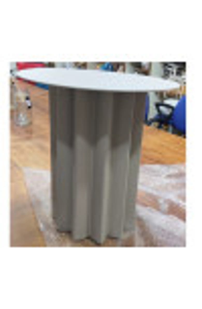 Storied Home Pleated Metal Side Table, Beige, Alternate, color, Beige