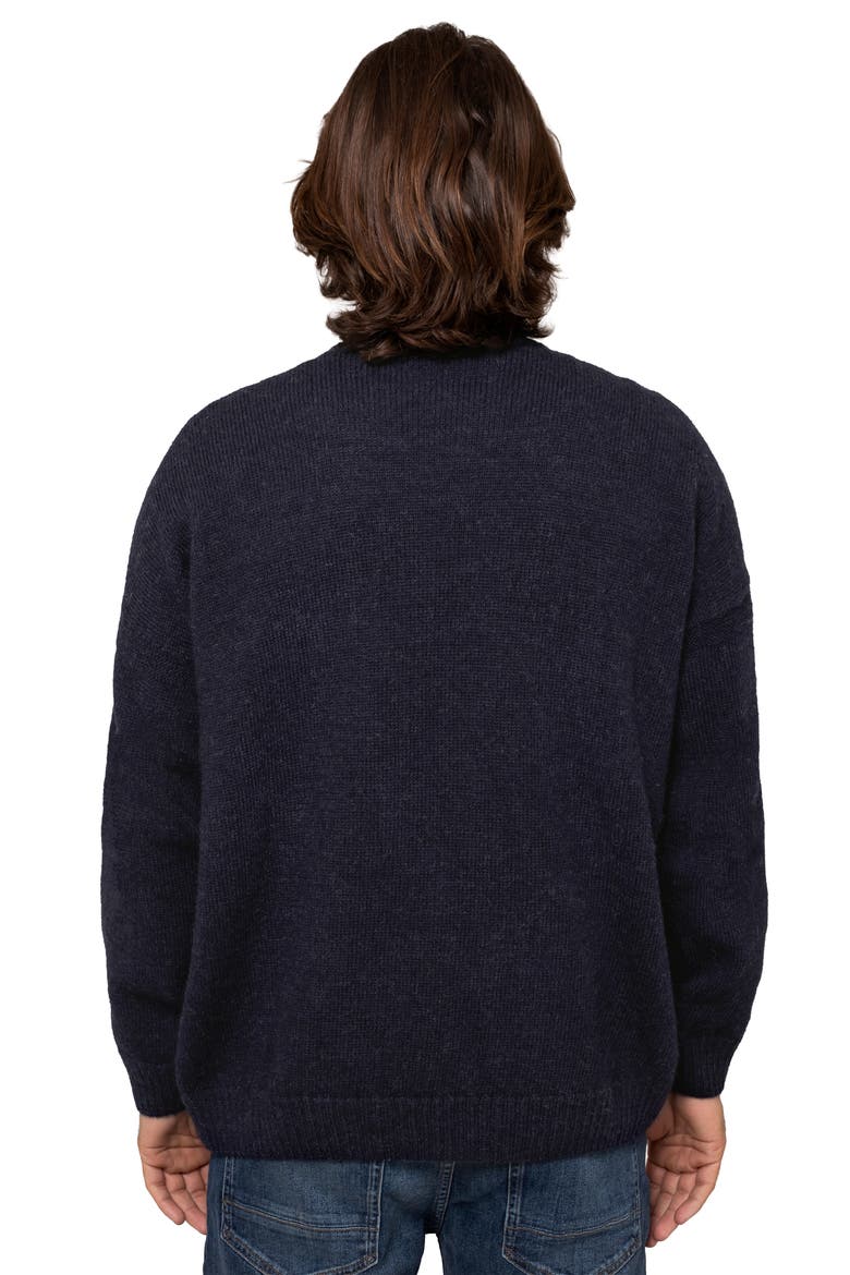 British Wool Gansey Sweater, Alternate, color, DARK NAVY