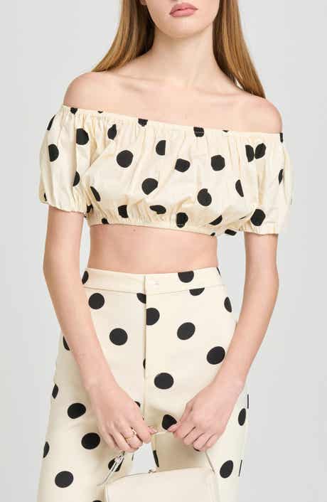 Annie Polka Dot Crop Stretch Cotton Top