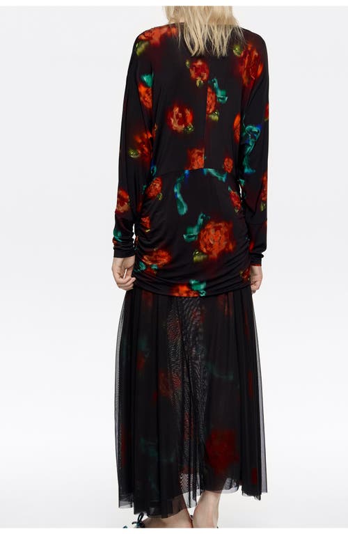 Bimba Y Lola Ribbon Roses Gathered Dress With Tulle Skirt In Black