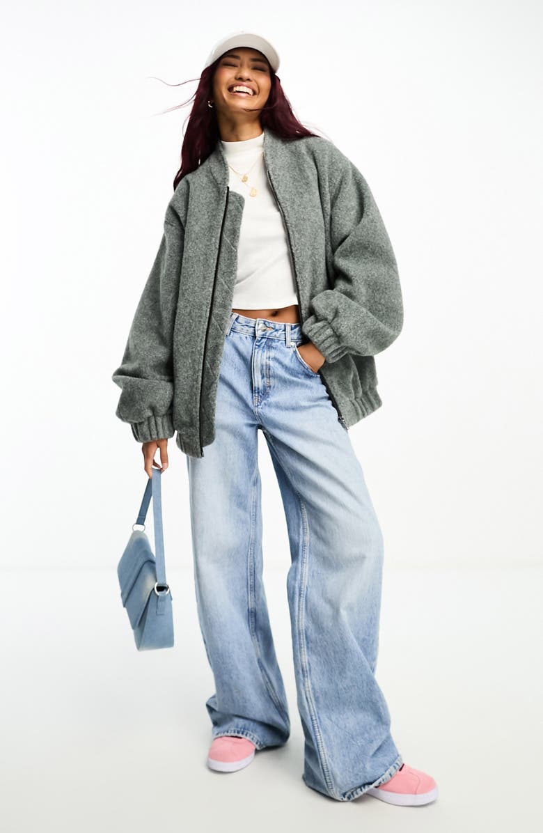 ASOS DESIGN Brushed Oversize Bomber Jacket, Alternate, color, 