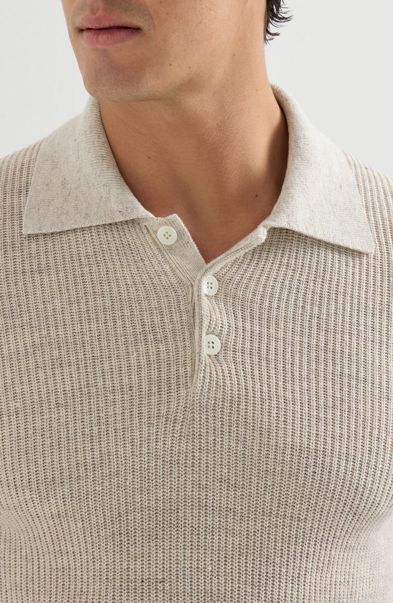 Brunello Cucinelli Half English rib knit polo, Alternate, color, Yuta