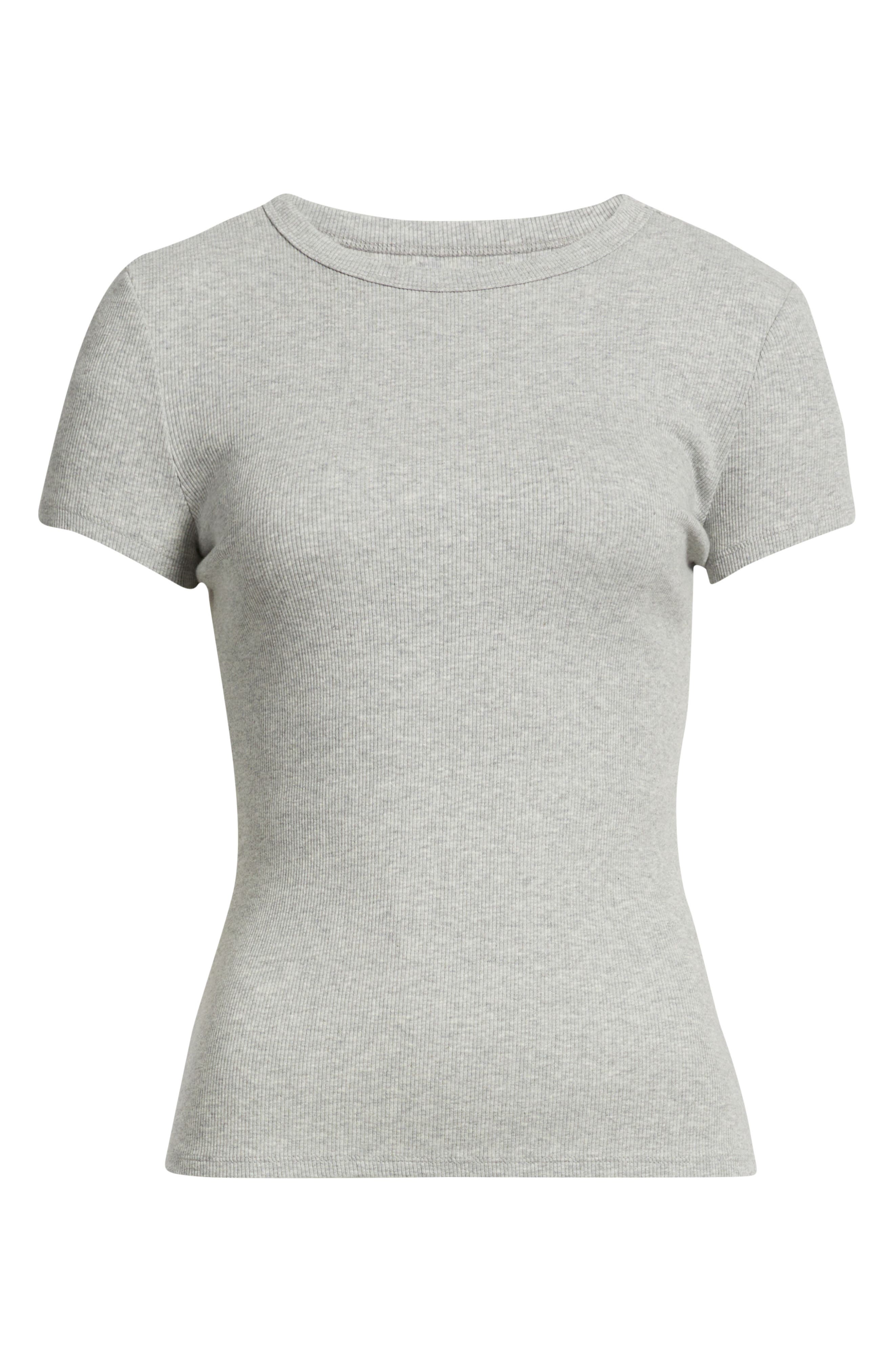 Open Edit Rib Short Sleeve Shirt In Gray