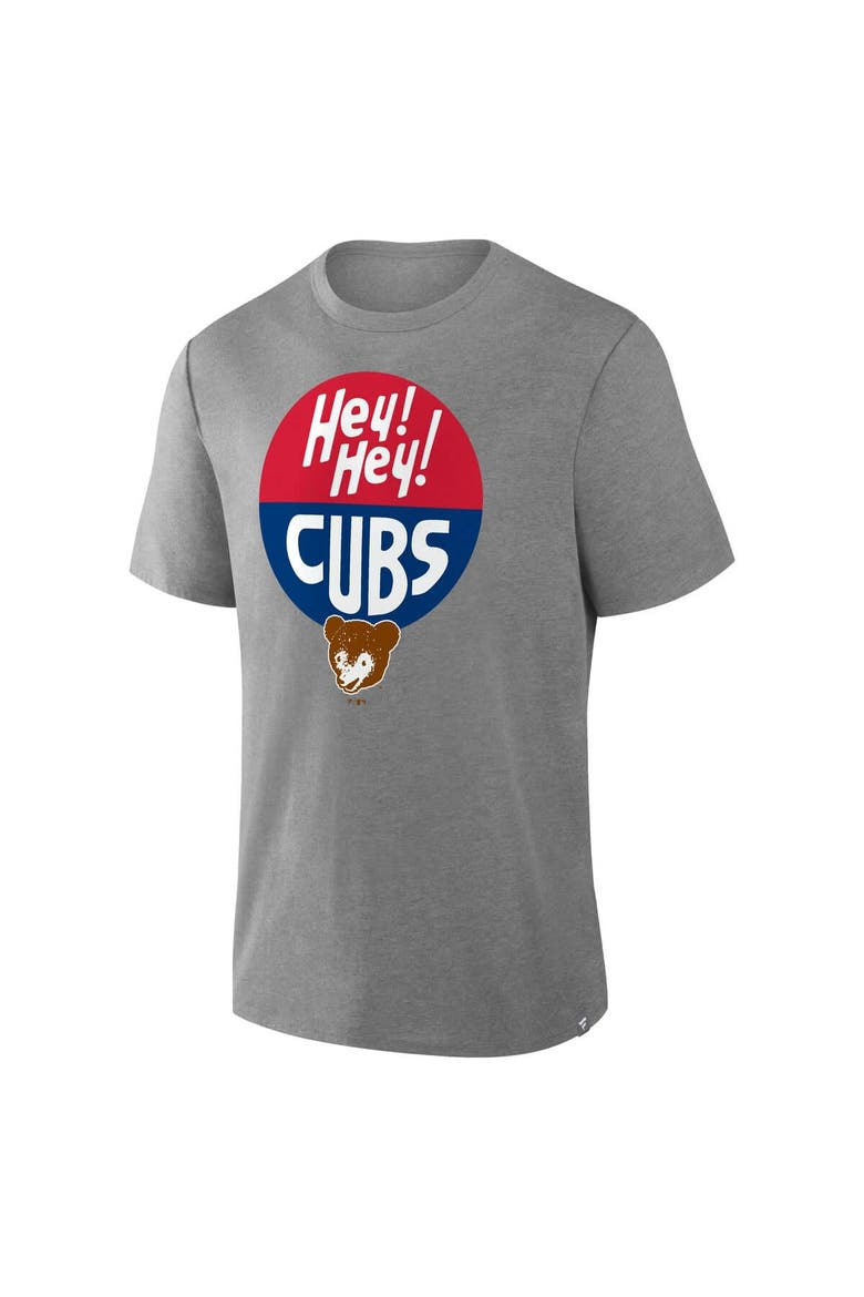 Men's Fanatics Heather Gray Chicago Cubs Tribute IYKYK Tri-Blend T-Shirt, Alternate, color, Heather Gray