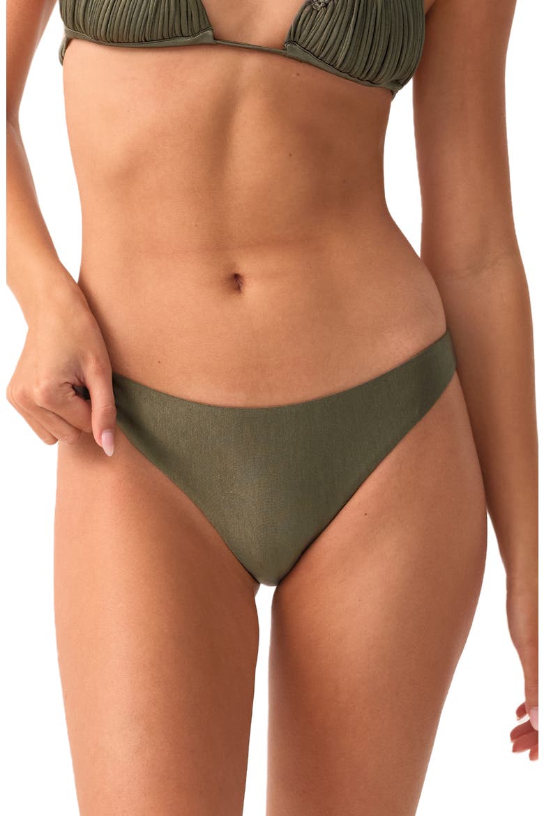 Ruched Bikini Bottoms, Main, color, OLIVE