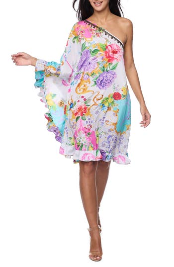 Ranee's Ranees One-shoulder Ruffle Dress In Pink