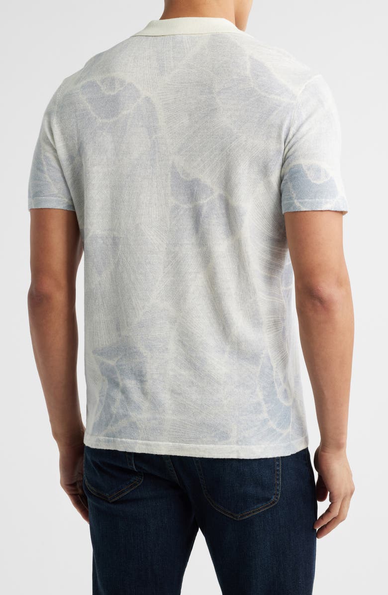 Robert Barakett Asher Print Linen Blend Polo Shirt, Alternate, color, Grey