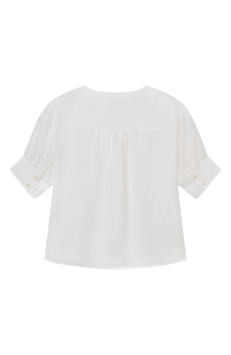 FRAME The V-Neck Linen Popover Top, Alternate, color, White