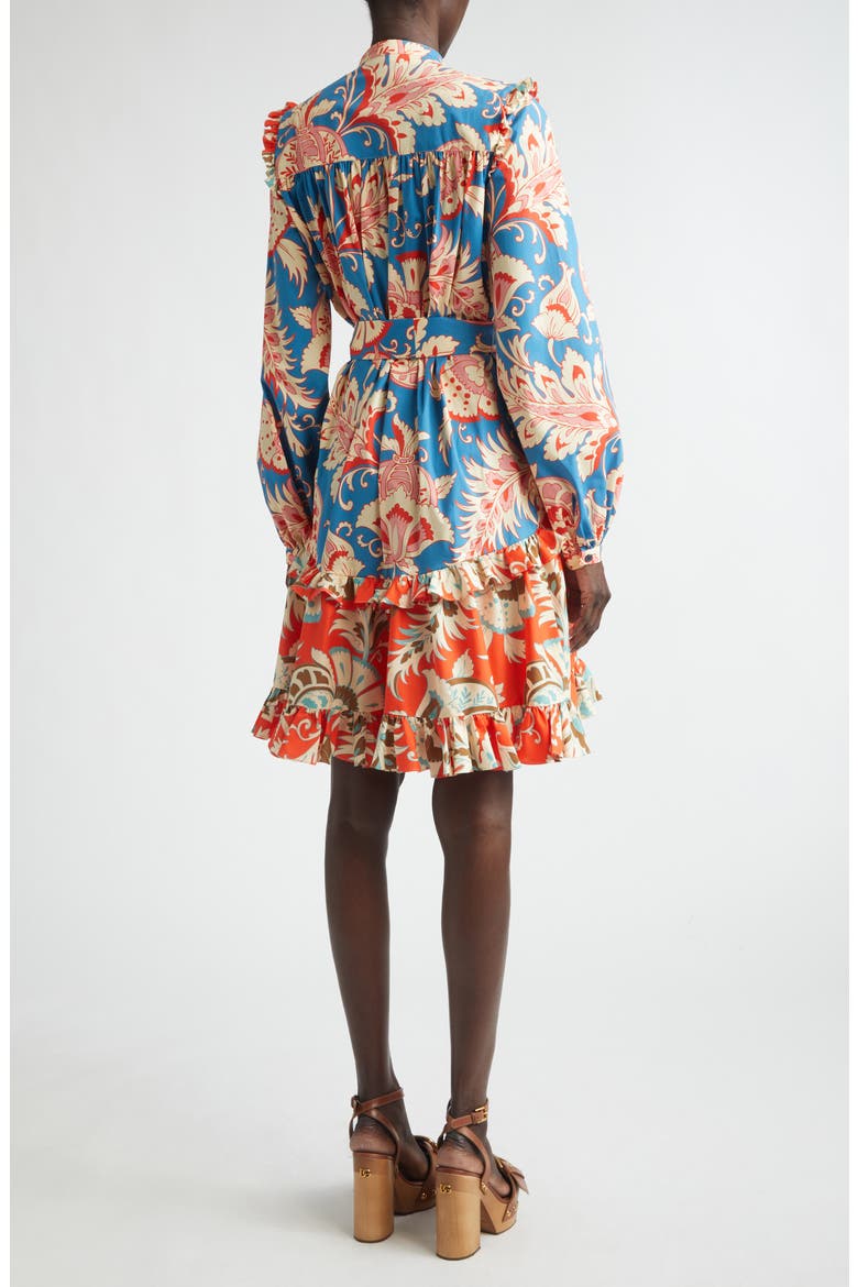 Print Long Sleeve Stretch Cotton Dress, Alternate, color, PRINT ON PALE BLUE BASE