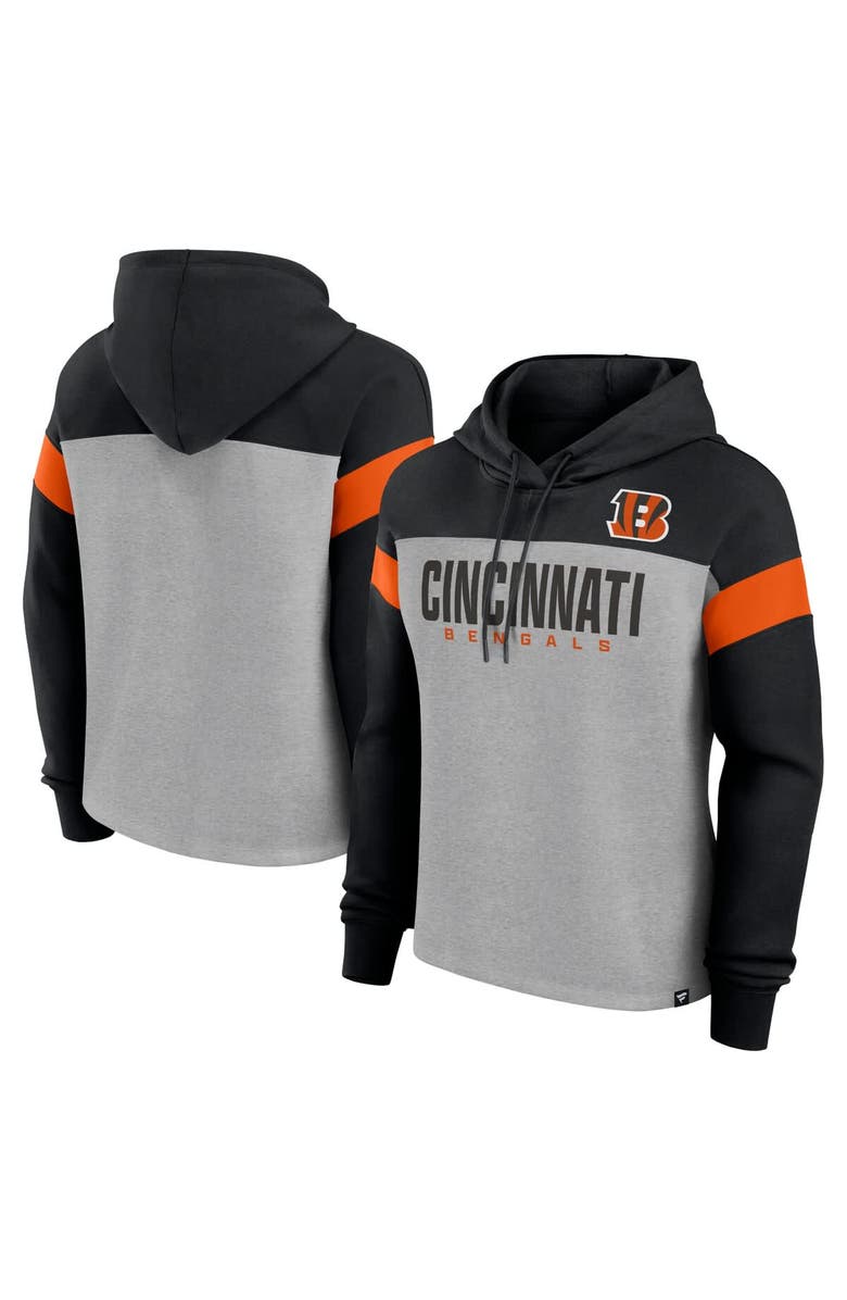 FANATICS Women's Fanatics Heather Gray/Black Cincinnati Bengals Bold Play Call Pullover Hoodie, Alternate, color, Heather Gray