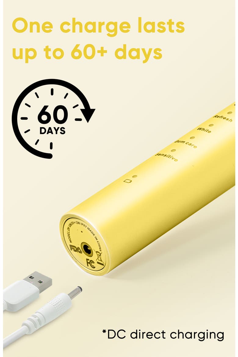 DY156 Essential Electric Toothbrush with 5 Modes, Alternate, color, Yellow