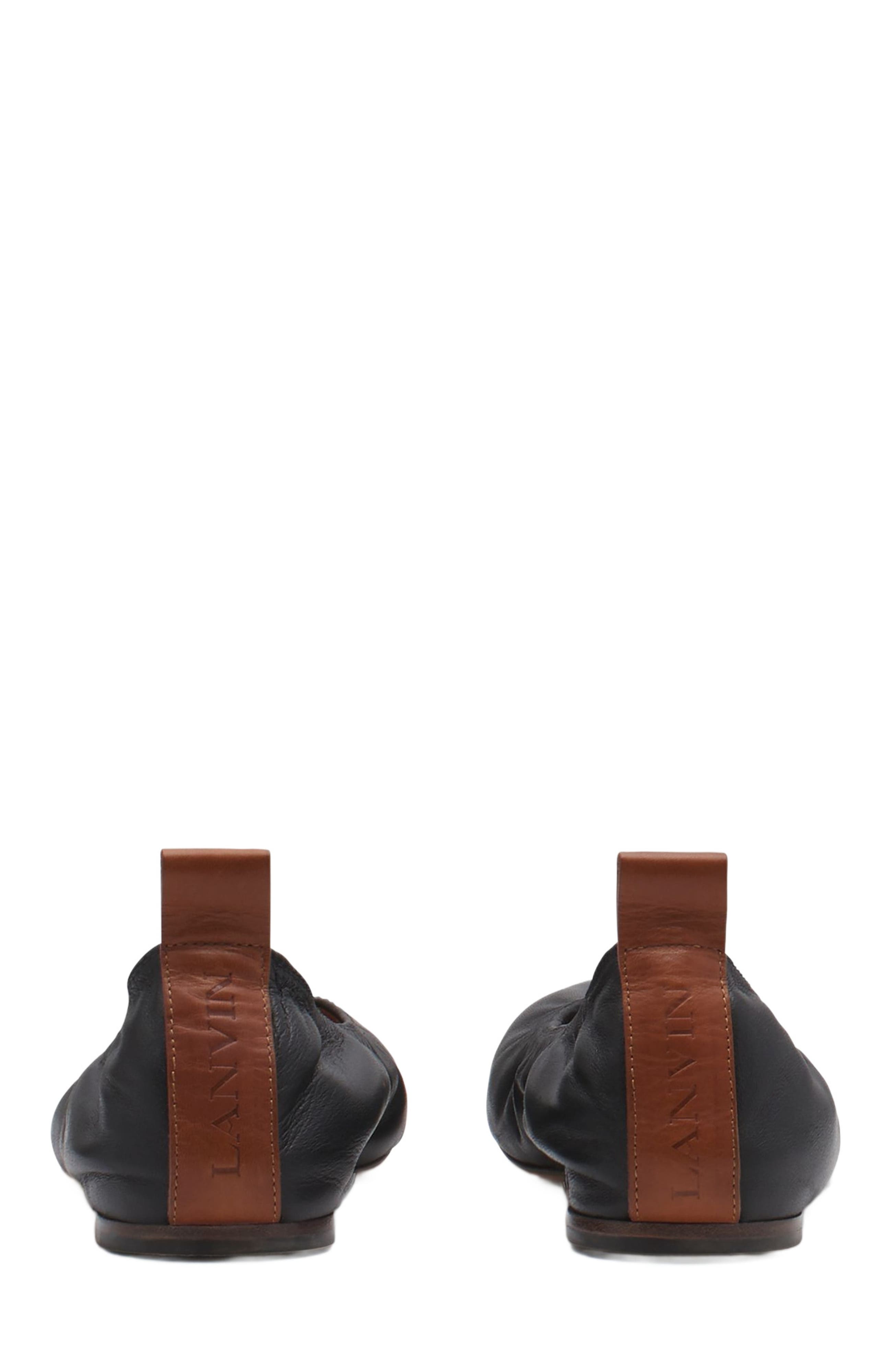 Lanvin THE LEATHER BALLERINA FLAT, Alternate, color, Black