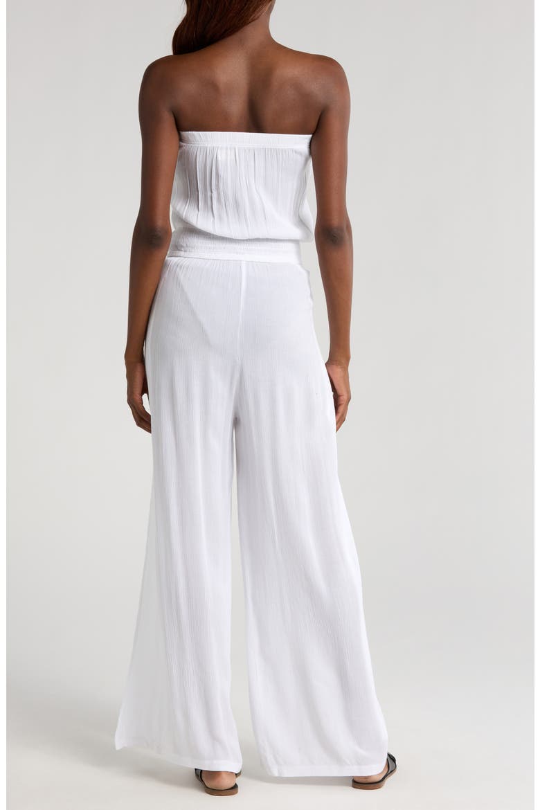 Strapless Cover-Up Jumpsuit, Alternate, color, WHITE