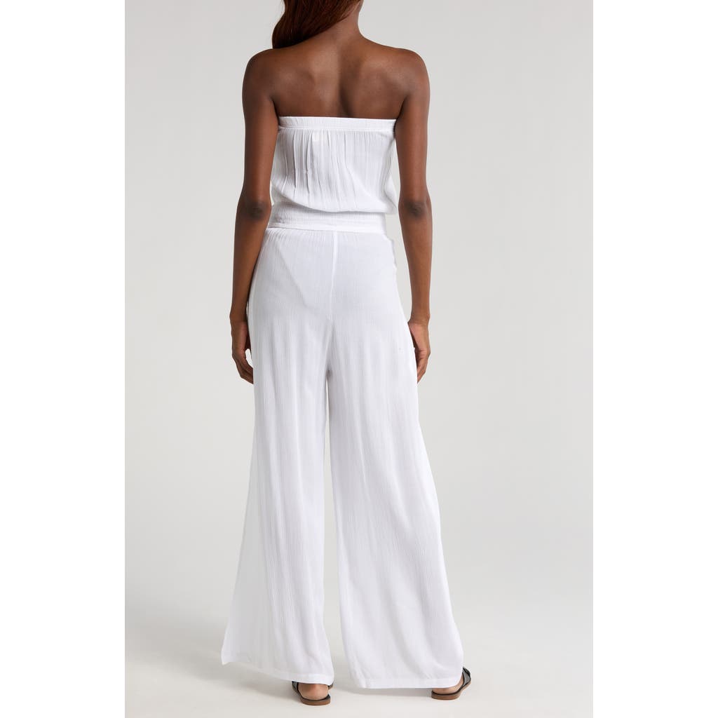 Elan Strapless Cover-up Jumpsuit In White