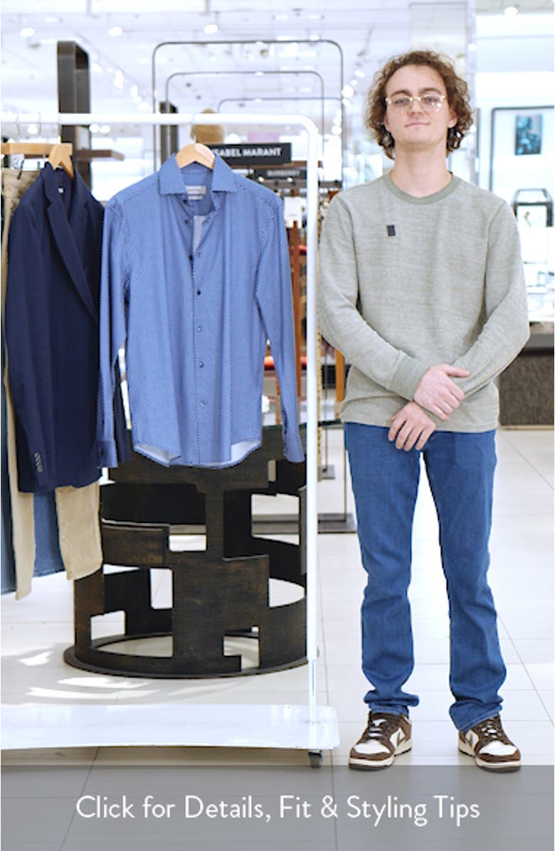 Devon OoohCotton<sup>®</sup> Honeycomb Print Long Sleeve Button-Up Shirt, sales video thumbnail