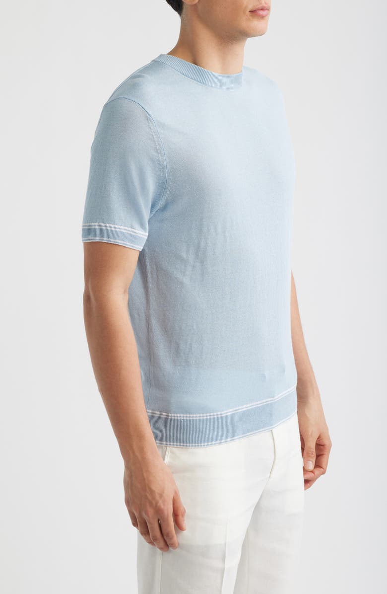 BOSS Norberto Linen Blend Short Sleeve Sweater, Alternate, color, Light/ Pastel Blue