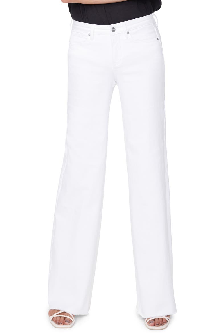 Teresa High Waist Fray Hem Wide Leg Trouser Jeans, Main, color, OPTIC WHITE